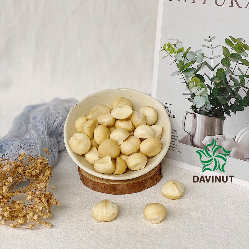 Nhân hạt macca nứt vỏ Davinut Daklak 500g, mắc ca sấy giá rẻ tách vỏ bóc sẵn giảm cân, dinh dưỡng tốt cho bà bầu