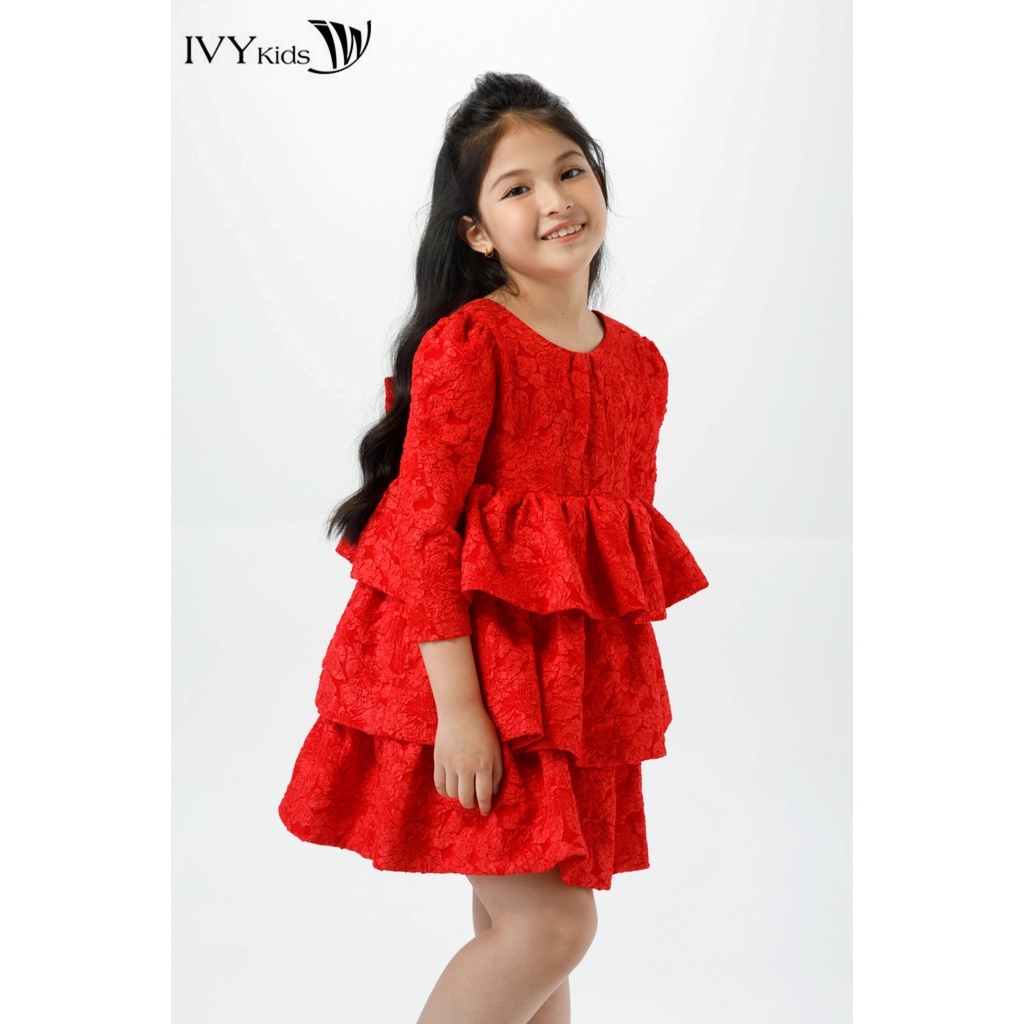 Đầm xòe gấm hoa nổi bé gái IVY moda MS 48G1479