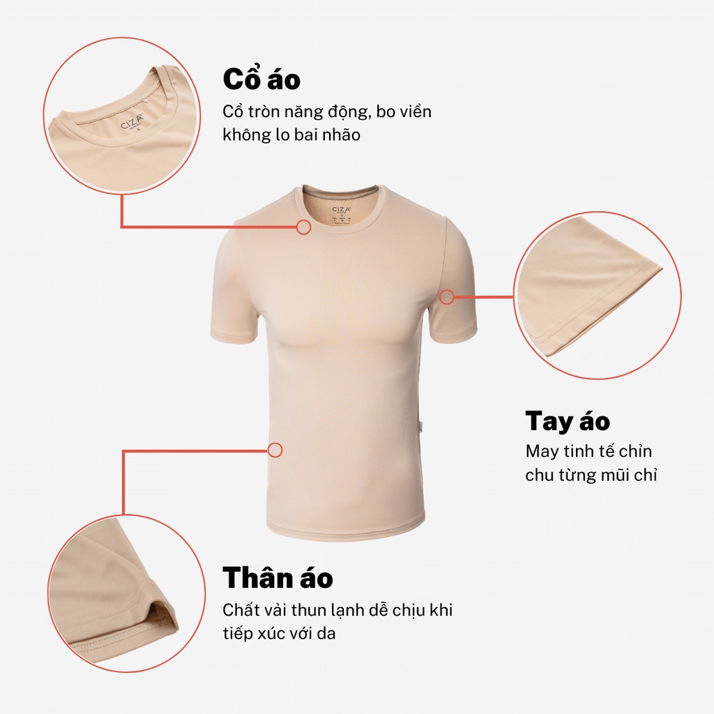 Áo thun ngắn cộc tay nam CIZA cao cấp cổ tròn vải cotton dáng Slim Fit size S M L XL CIZA ATNS21