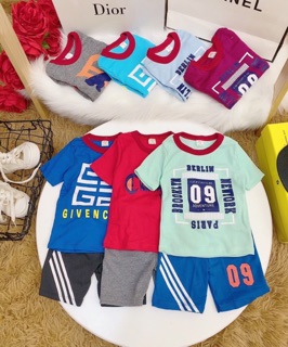 (Xả kho) Combo 3 Bộ thun cotton bé trai size nhí (8-18kg)