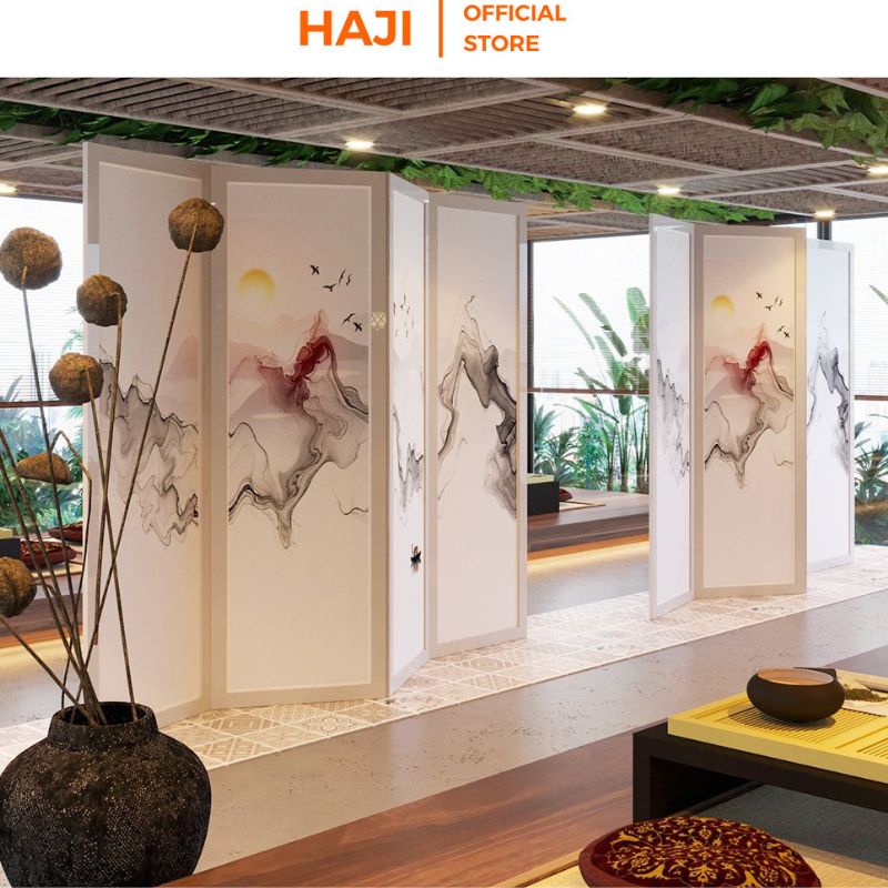 Vách ngăn chia phòng khách thương hiệu HAJI in 3D sắt nét hiện đại BP.IN