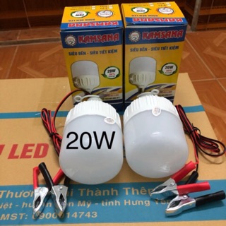 Bộ 2 Bóng Đèn LED 12V/20W kẹp bình ẮcQuy.