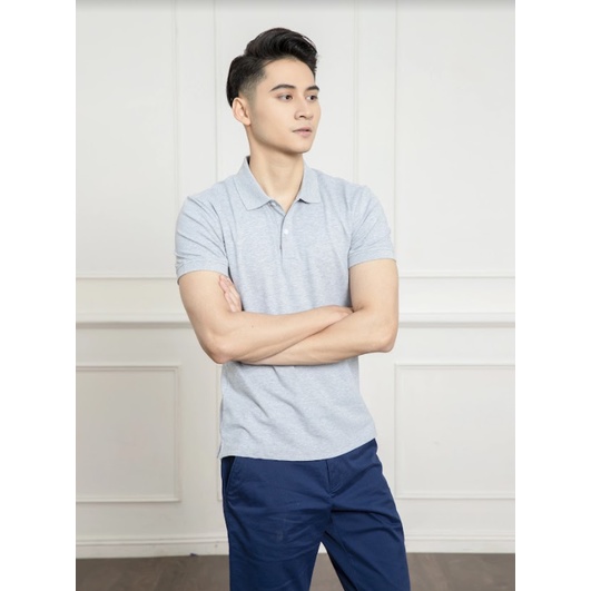 Áo thun polo nam Aristino APSR02 phông ngắn tay có cổ bẻ dáng slim fit ôm nhẹ màu xám trơn vải CVC cao cấp mềm mát