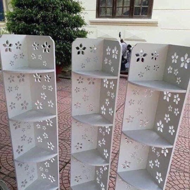Kệ góc gỗ hoa văn 4 tầng