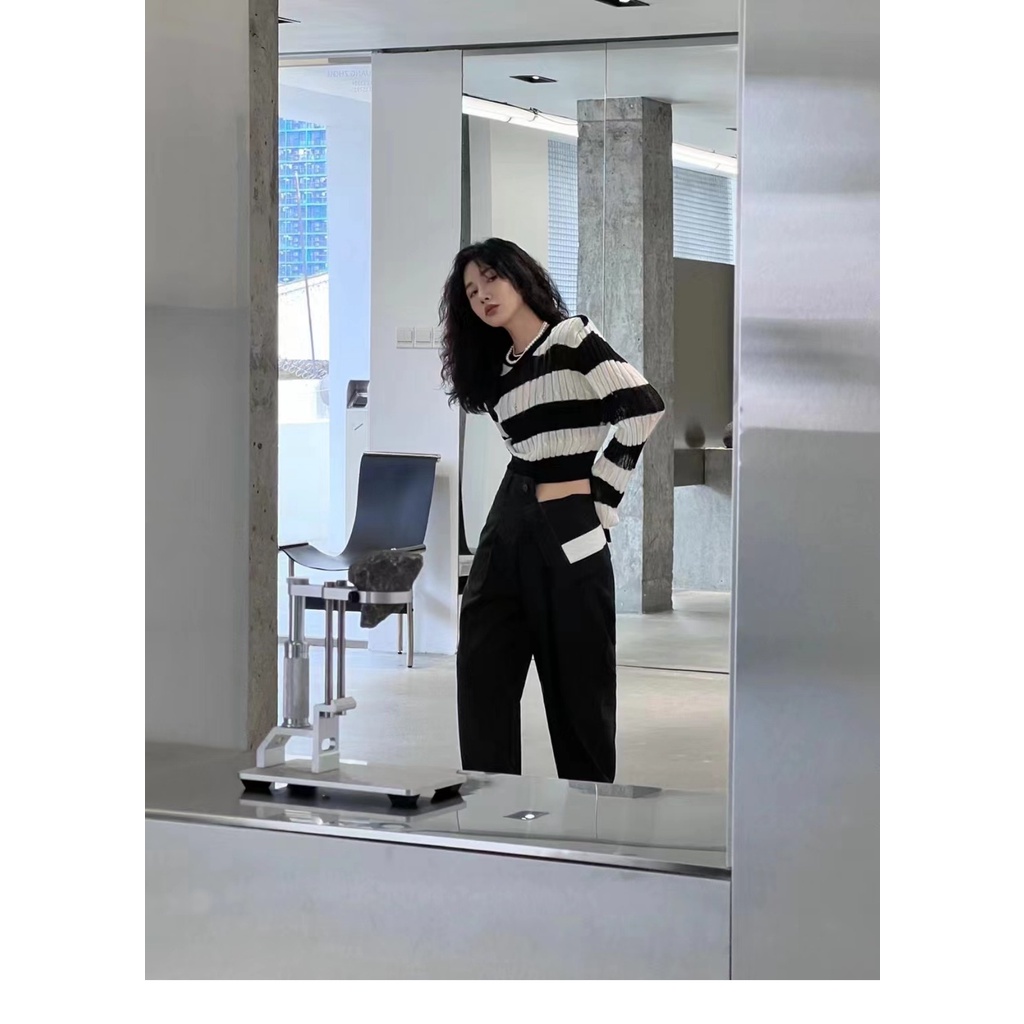 Cocory vn Áo Croptop Dệt Kim Tay Dài Thiết Kế Hợp Thời Trang