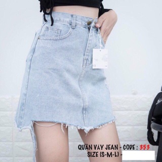 Chân váy jean rách thần thánh có quần trong