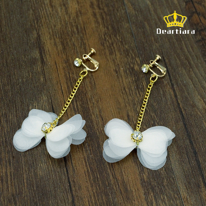 Set băng đô và bông tai trang trí hoa cho cô dâu