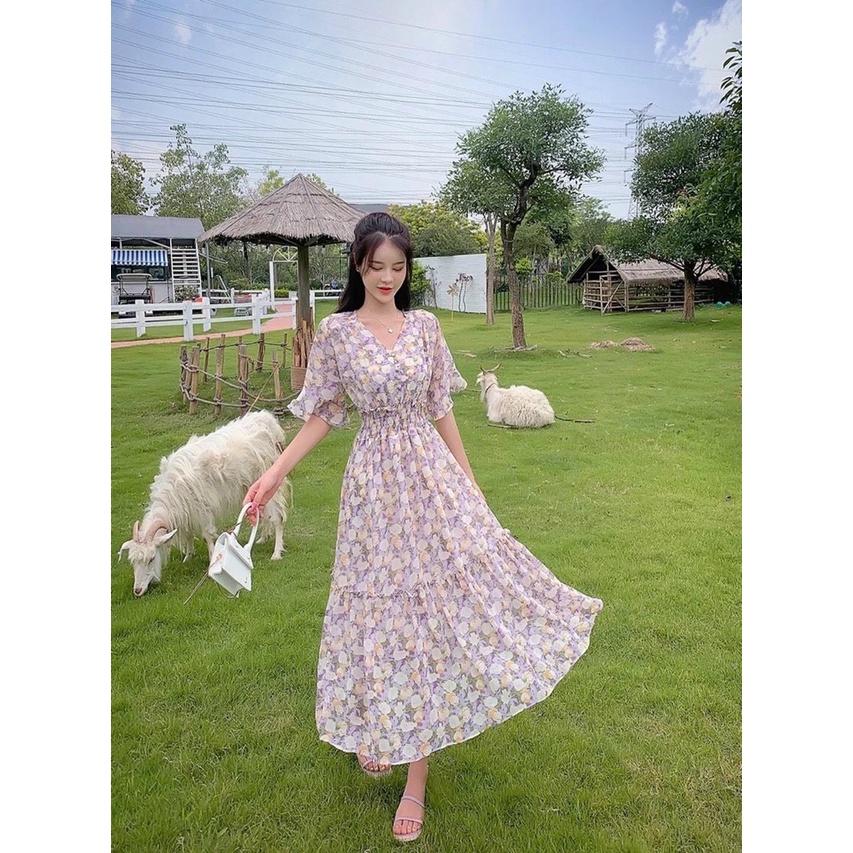 Đầm Maxi Hoa T.O.P.S.H.O.P Nhún Eo - Hàng xuất dư 100%