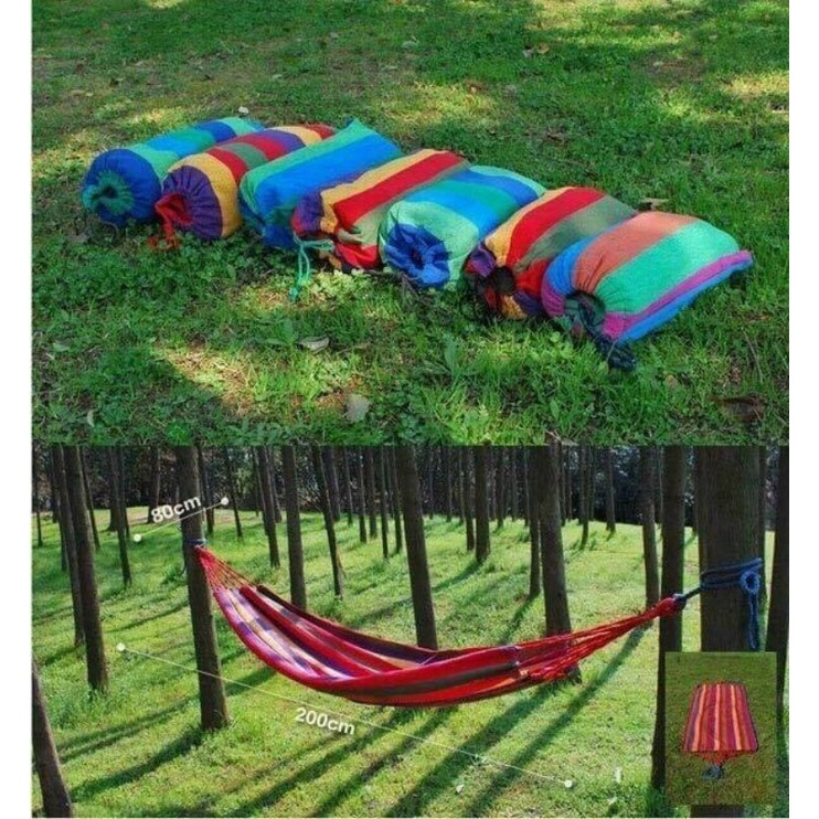 Võng Du Lịch Sợi Vải Đan Canvas Size 280Cm - Võng Nhiều Màu Cắm Trại, 8Dã Ngoại, Gấp Gọn (Kèm Túi, Dây)