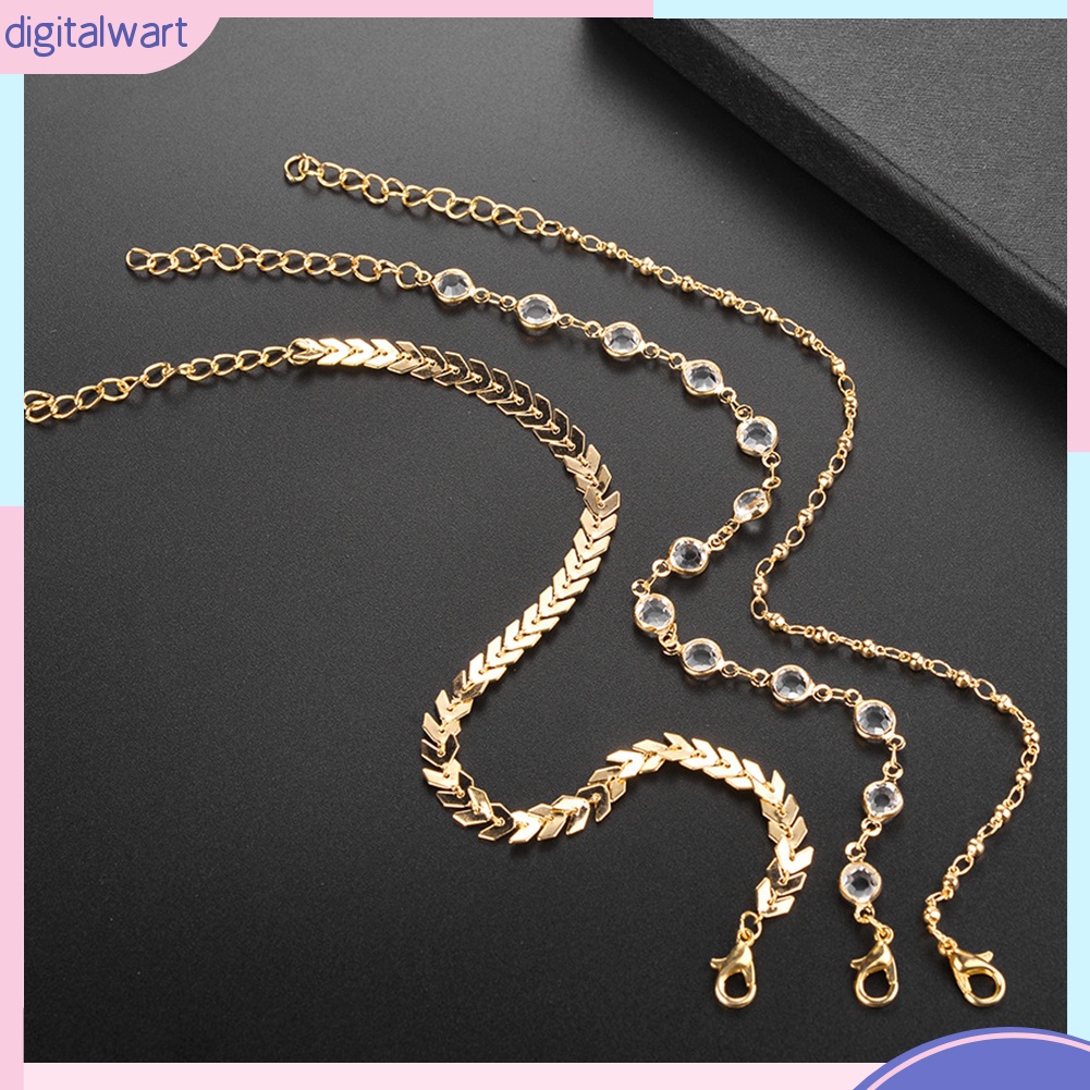 Vòng đeo chân kiểu xương cá đính đá pha lê