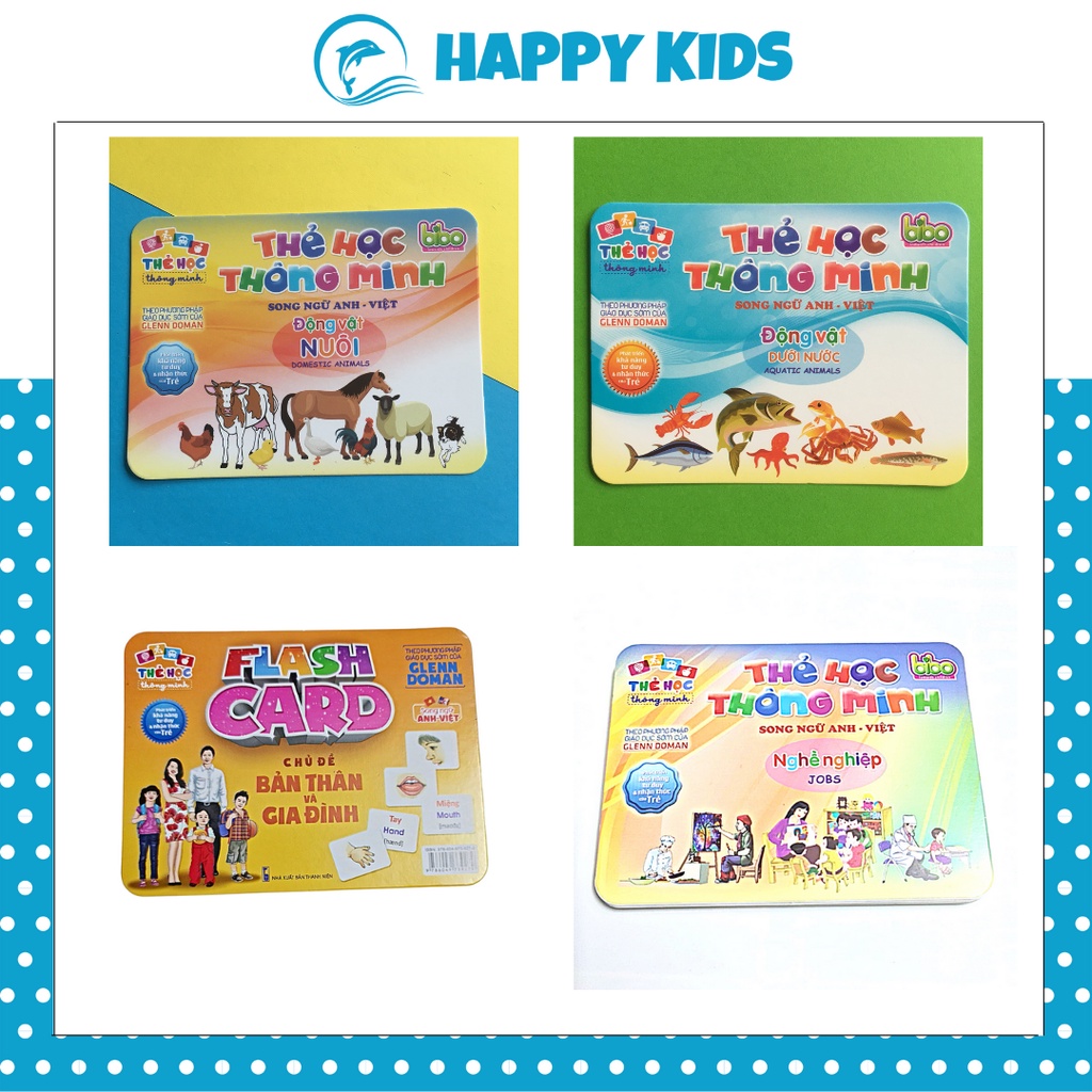 Thẻ học thông minh theo chủ đề loại to song ngữ Việt - Anh, thẻ Flashcard cho bé từ 0-6 tuổi HAPPY KIDS247