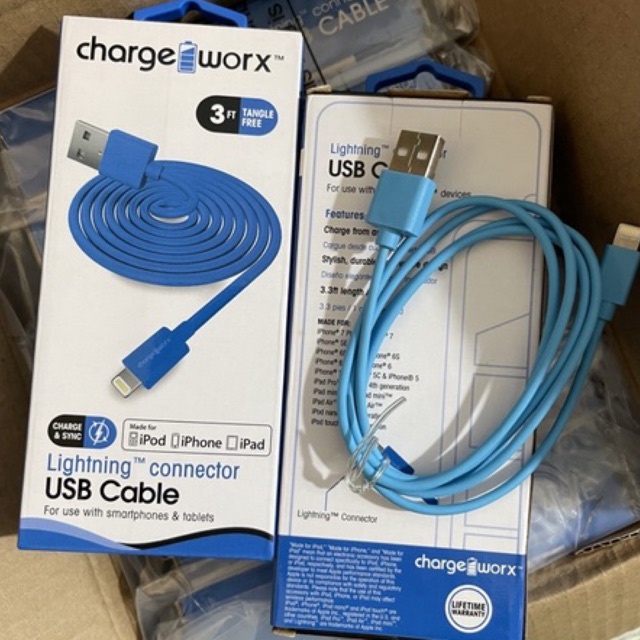 Cáp ChargeWorx MFi Thương Hiệu Mỹ Cáp Sạc Nhanh ChargeWorx