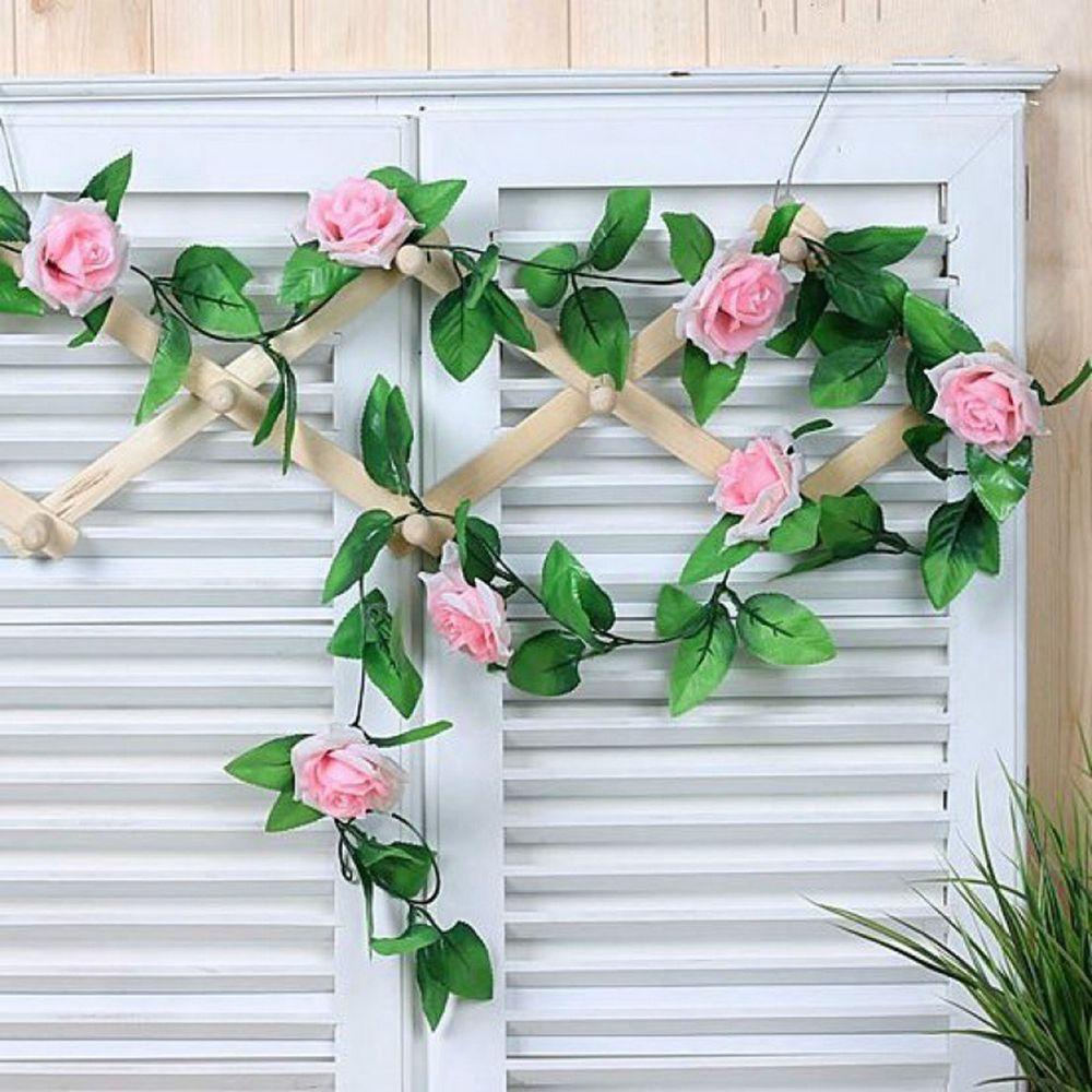 Dây Hoa Hồng Giả Trang Trí 2.4m 8 Màu