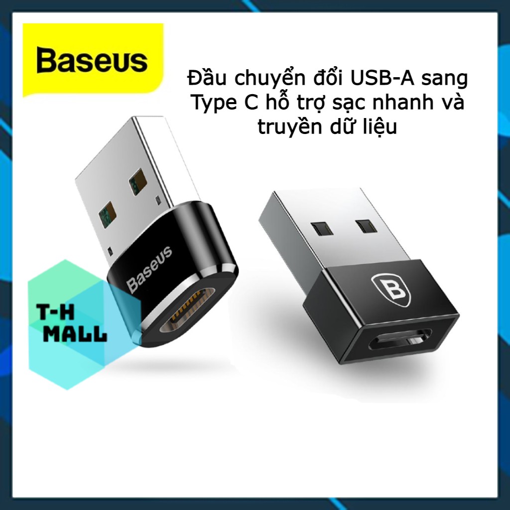 Đầu chuyển adapter USB otg Type A sang USB Type C tốc độ cao Baseus