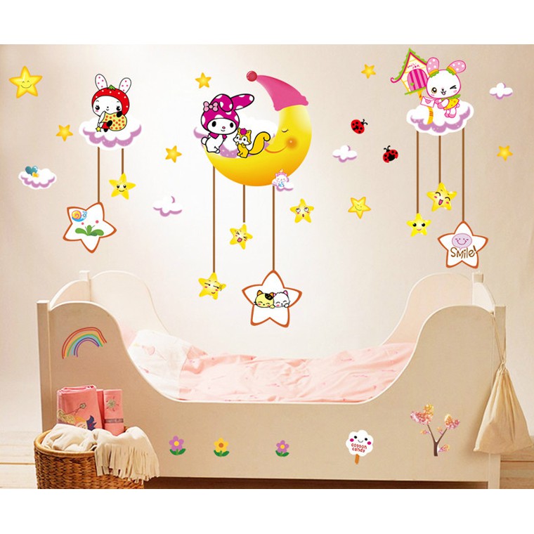 Decal dán tường Thỏ trăng | BigBuy360 - bigbuy360.vn