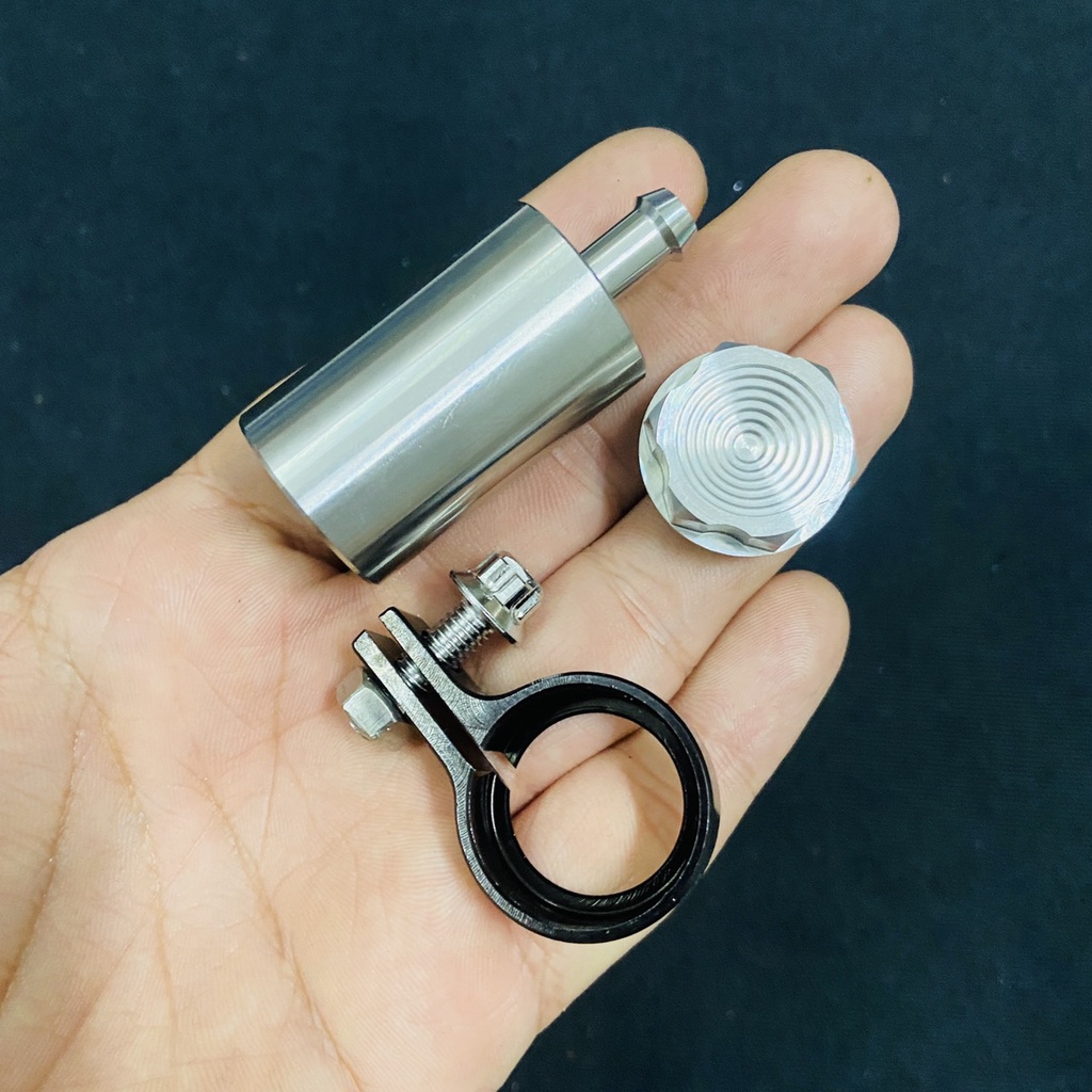 (BAO RỈ SÉT) Bình dầu thắng dĩa INOX 304 sáng bóng, gắn được thắng dĩa trước hoặc sau, trang trí xe siêu chất