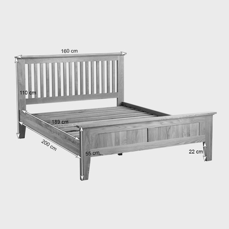 Giường nan gỗ sồi IBIE Bevel màu tự nhiên tùy chọn kích thước