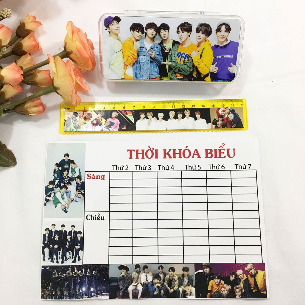 Combo Thời Khóa Biểu, thước kẻ, bộ eeke BTS