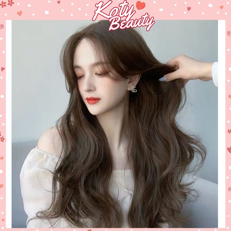 Tóc giả nữ nguyên đầu phong cách Hàn Quốc, tóc giả cả đầu xoăn hai mái lơi Koty Beauty TG78