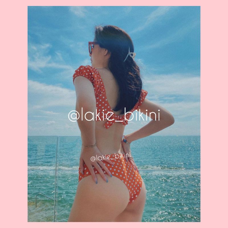 Bikini Sexy Mẫu Mới Bikini Nâu Tây Bikini Vintage Bikini Chấm Bi Khoét Eo