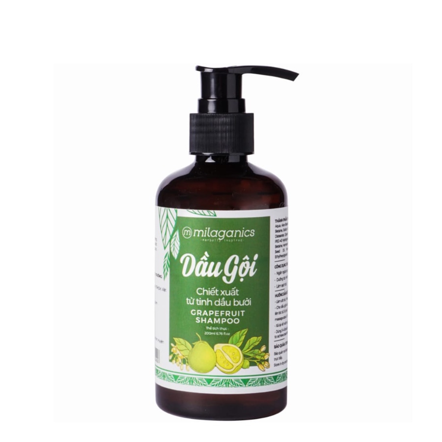 Dầu Gội Bưởi Ngăn Giúp Giảm Rụng Tóc Hỗ Trợ Mọc Tóc Milaganics 200ml