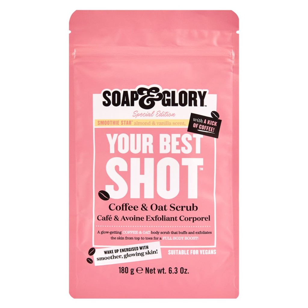 Tẩy da chết body cafe và yến mạch Soap & Glory Your Best Shot Coffee & Oat Scrub 180g | BigBuy360 - bigbuy360.vn