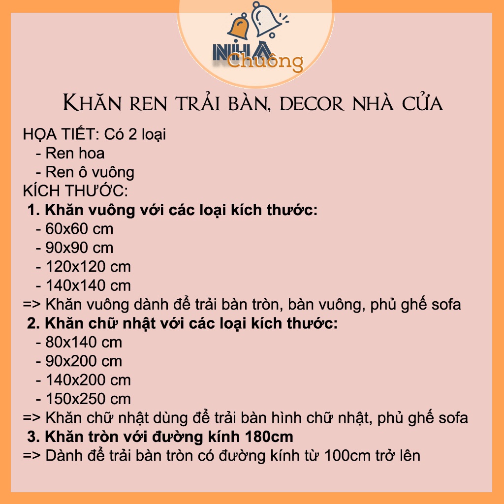 Khăn trải bàn ren hoa cho bàn chữ nhật, bàn tròn, bàn vuông nhiều kích cỡ