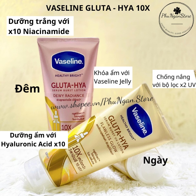 [Hàng siêu thị Thái]Cặp sữa dưỡng thể Vaseline 50x và Vaseline 4x Thái Lan dưỡng trắng da ngày và đêm