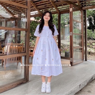 Váy babydoll hoa cúc nền trắng chất xốp