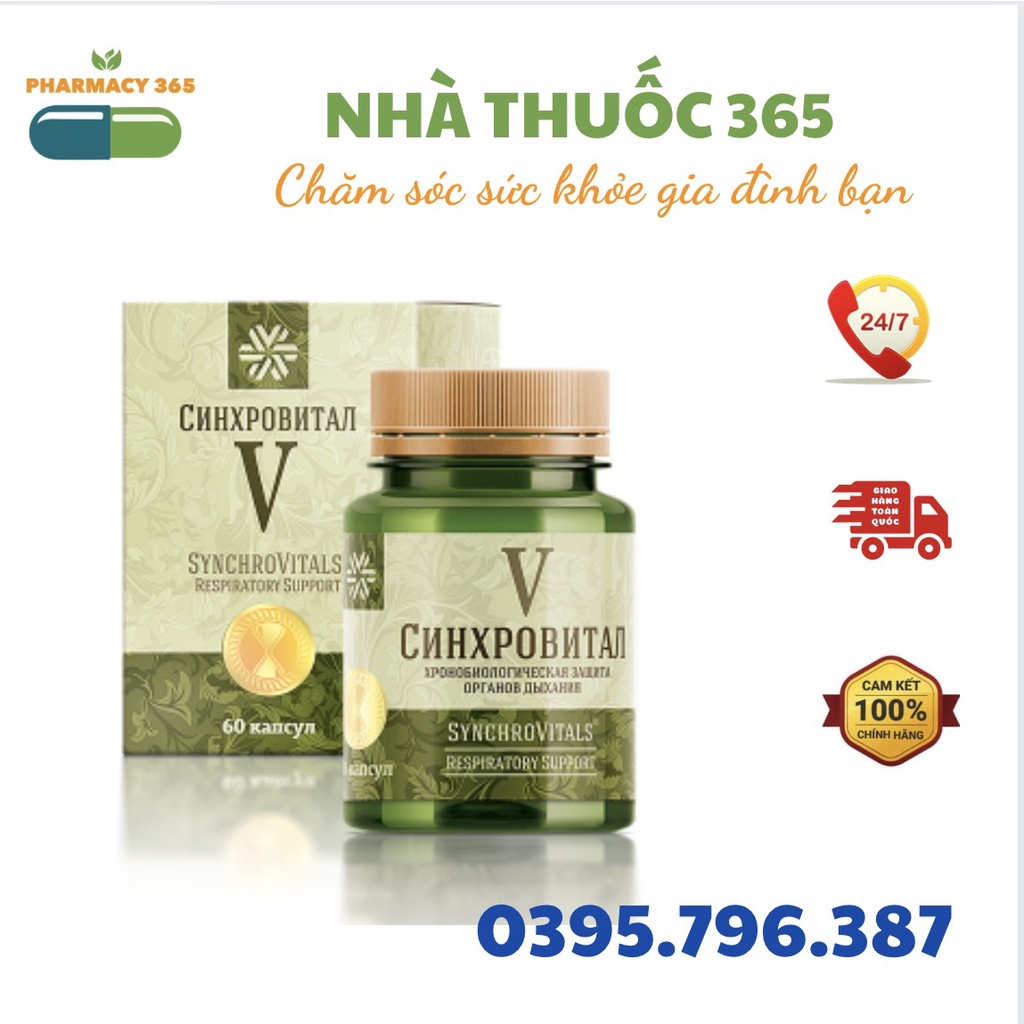 [Hỗ trợ hô hấp] Syn 5 - Thực phẩm bảo vệ sức khỏe Synchrovitals V Siberian - 60 viên
