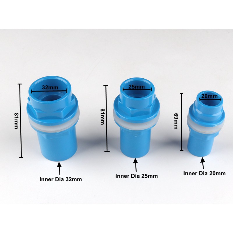 Đầu nối ống thẳng làm từ PVC 20-50mm màu xanh lam / trắng / đen cho bể cá cảnh chất lượng cao