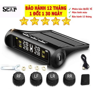  Cảm biến áp suất lốp ô tô xe hơi gắn ngoài cao cấp Pin sạc năng lượng mặt trời màn hình LCD S020 