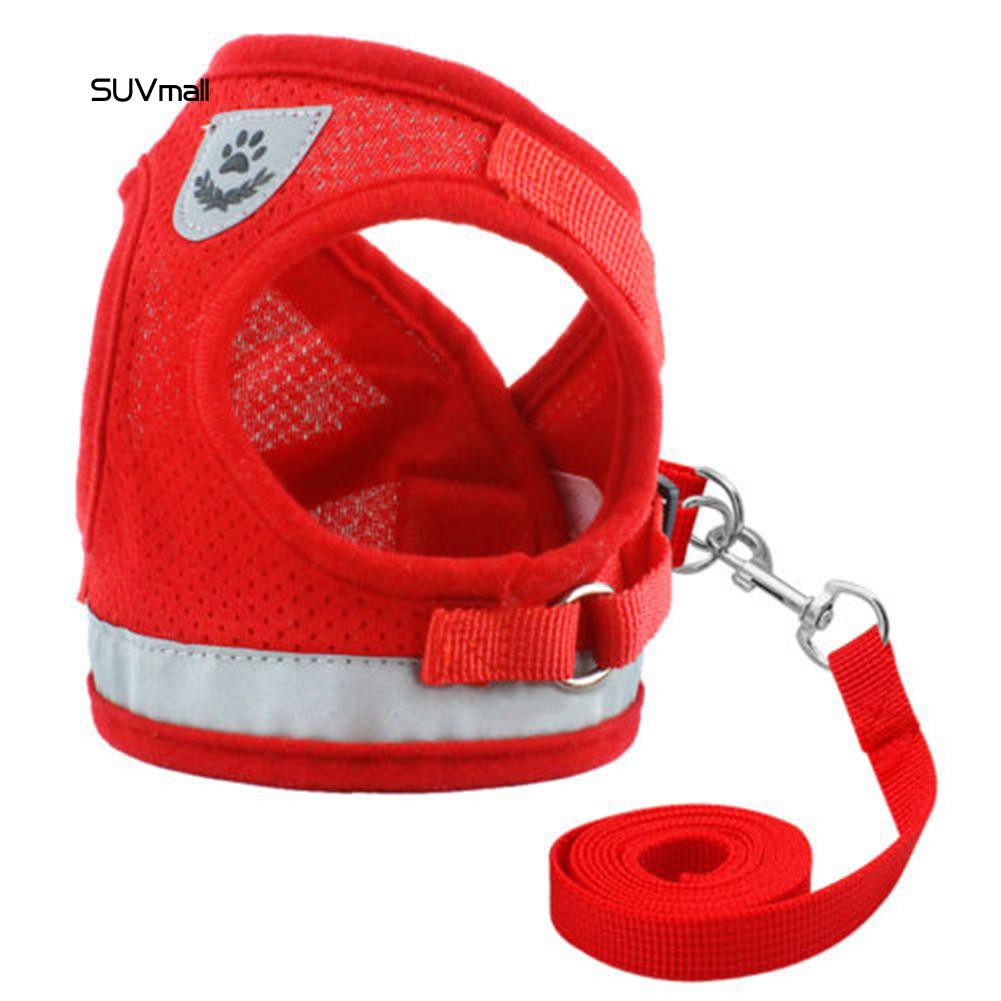 SUV-Pet Cat Small Dog Adjustable Reflective Walking Harness Vest with Lead Leash