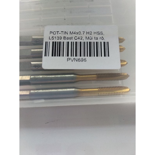 1 MŨI TA RÔ THẲNG PHỦ TIN MÀU VÀNG M2 M3 M4 M5 M6 M8 M10 M12, TA RÔ THÉP INOX