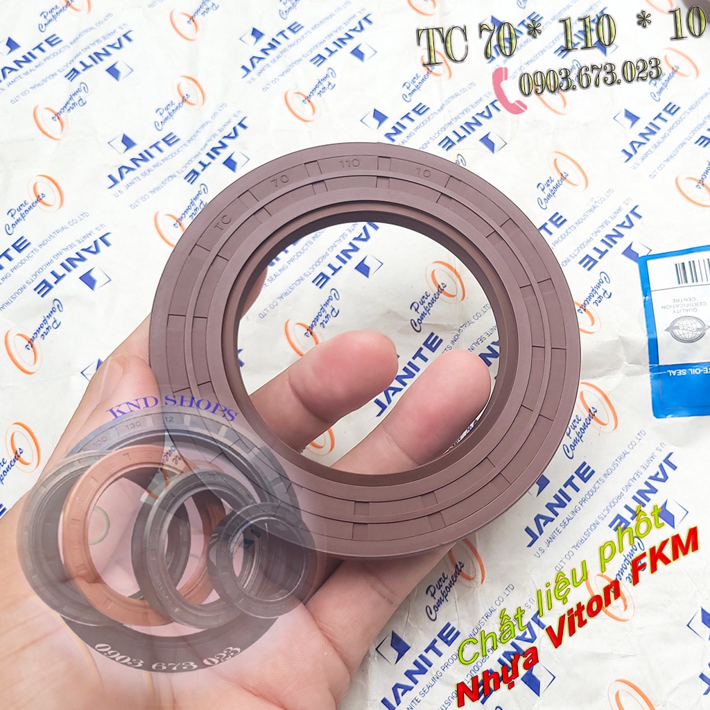 Phốt dầu Viton chịu nhiệt TC 70*110*10, Phớt lò xo chặn nhớt cho máy bơm hóa chất trong bể dung môi | KND Shop