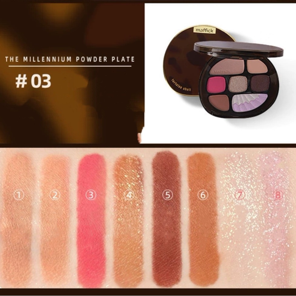 Bảng phấn mắt mai rùa hổ phách MAFFICK 8 màu kèm highlight phấn má MAFI20 | BigBuy360 - bigbuy360.vn