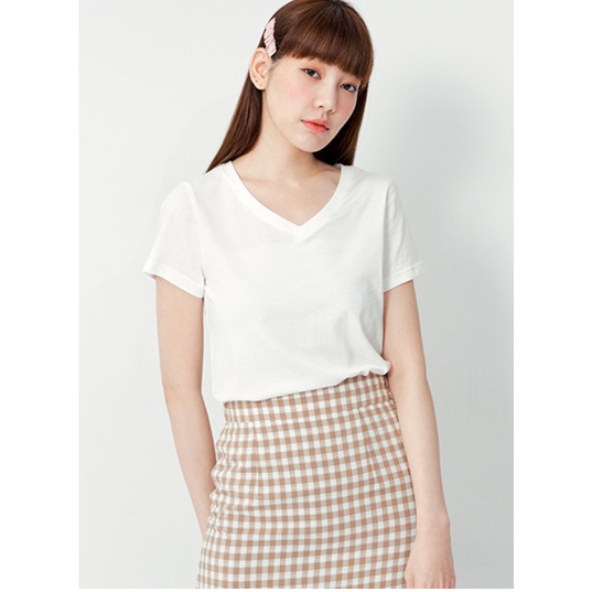 Áo thun trơn cổ tim cotton xuất khẩu - Hàng dư xịn