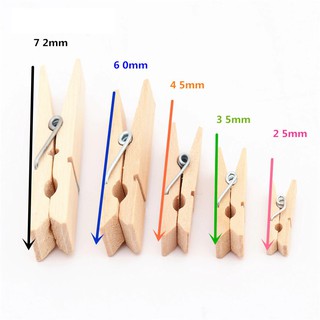 Kẹp gỗ trơn - (Size 4,5cm/ 6cm x 7mm or 7,2cm x 9mm) - Set 10 chiếc kèm dây