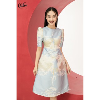 Chiffon_Váy Tafta dáng A họa tiết