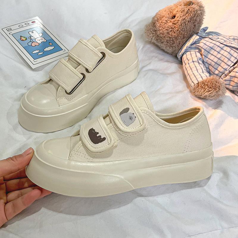 Giày đế dày chất canvas thiết kế quai dán thời trang mùa hè phong cách Nhật Bản trẻ trung cho nữ