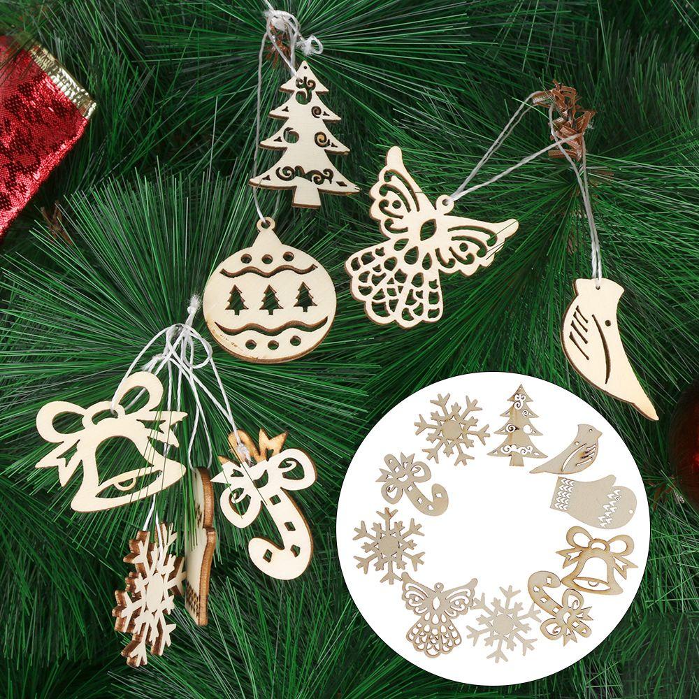 Bộ 50 Miếng Gỗ Hình Dễ Thương Dùng Trang Trí Giáng Sinh