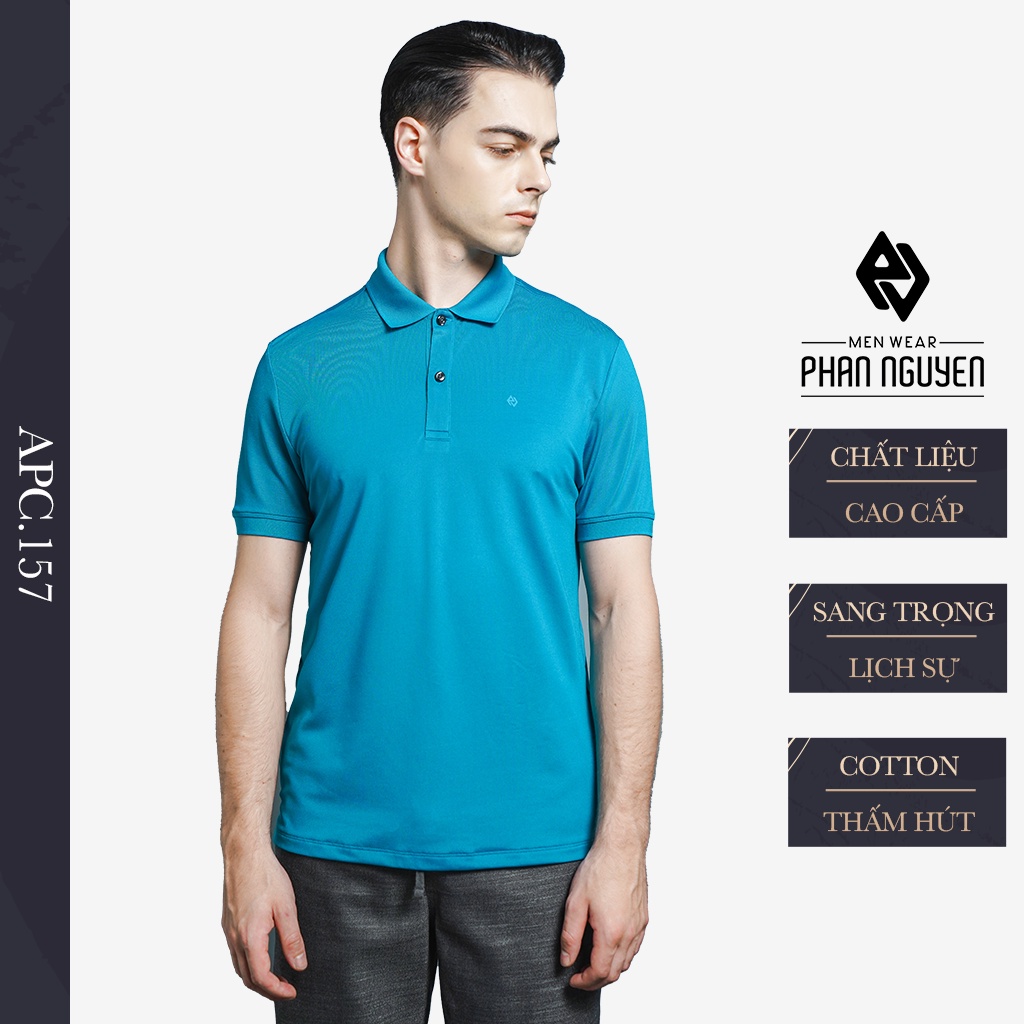 Áo phông nam trơn có cổ PHAN NGUYỄN dáng slim fit vải cotton sợi bông mềm mại thoáng mát, thấm hút mồ hôi  APC.157