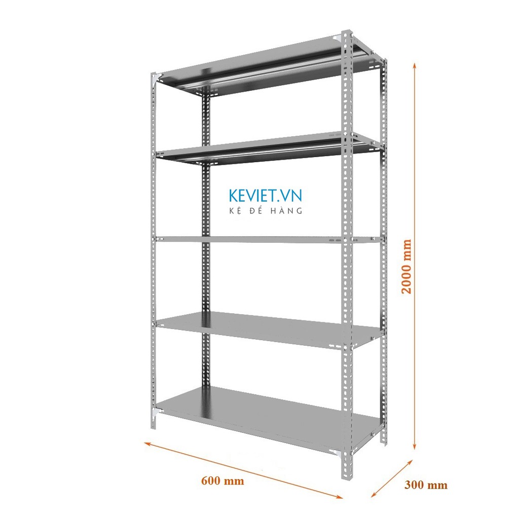 Bộ kệ sắt v lỗ đa năng .Kích thước : Dài 60cm, Rộng 30cm, Cao 200cm gồm 5 tầng