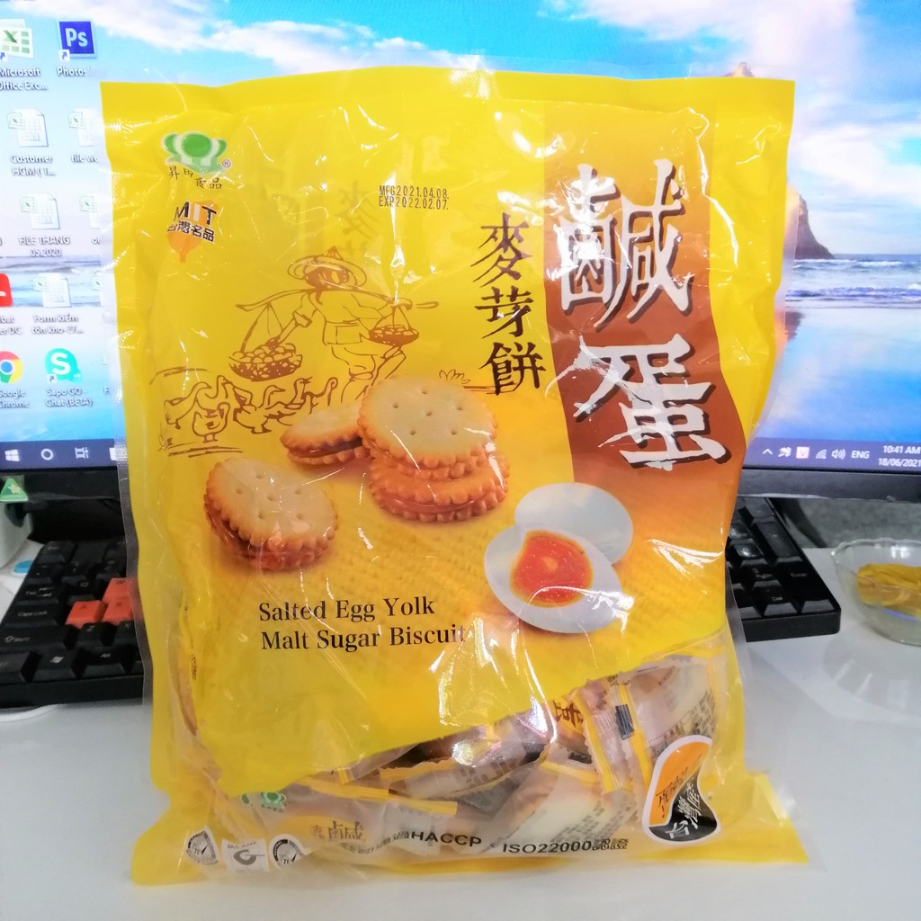 Bánh Quy Trứng Muối Đài Loan Salted Egg Yolk Malt Sugar Biscuit (Gói 500g)