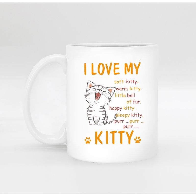 Cốc Sứ Uống Trà / Cà Phê Hình Mèo Hello Kitty Màu Trắng Dùng Làm Quà Tặng Sinh Nhật / Giáng Sinh Cc