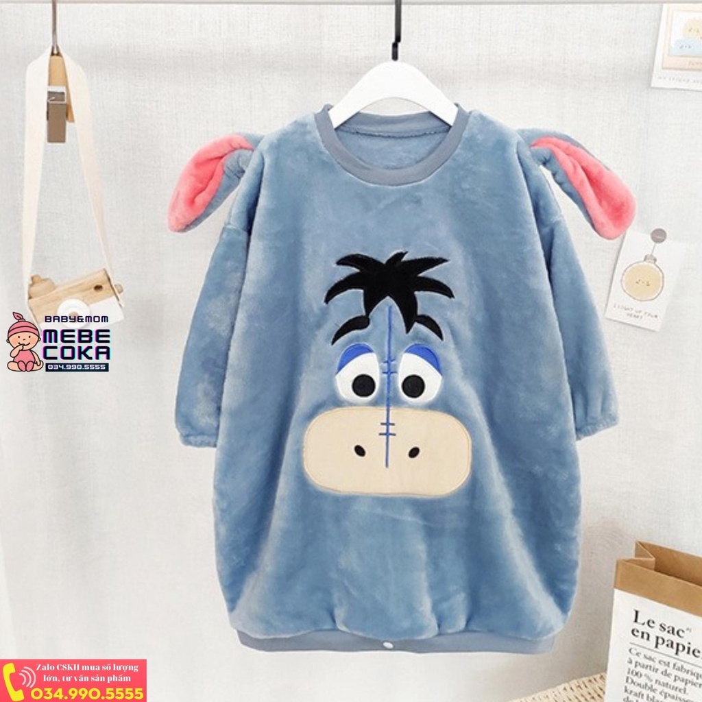 Túi ngủ cho bé từ 1 đến 10 tuổi họa tiết LỪA EEYORE XANH, chất liệu lông xù HÀNG LOẠI 1