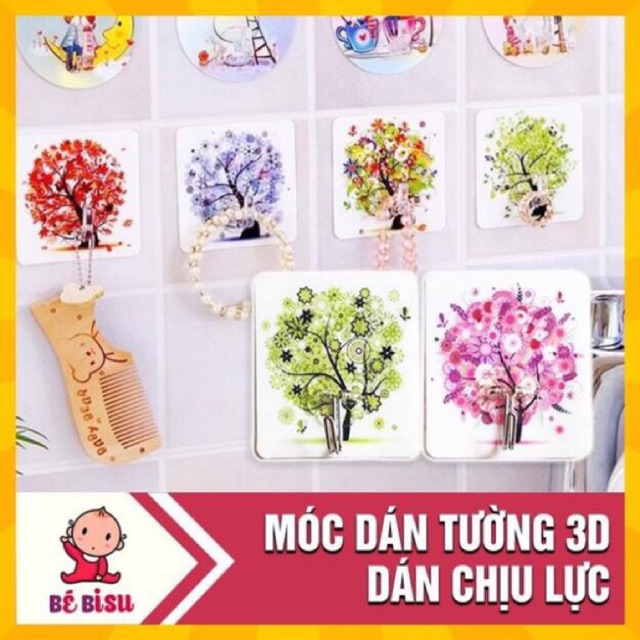 [Móc dán cường lực 3D] Sét 10 móc dán 3D