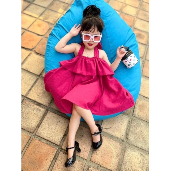 Váy dầm 2 dây chun ngực cho bé gái 8-20kg