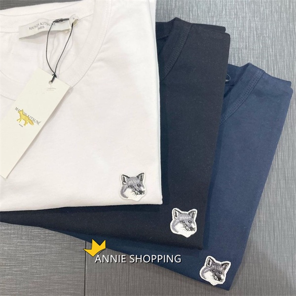 Áo Thun Cotton Tay Ngắn Thêu Hình Đầu Cáo Xám + Tag S-5X Thời Trang Unisex