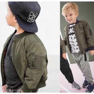 Áo bomber xanh rêu bé trai